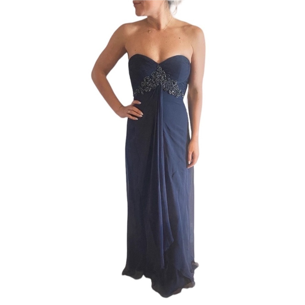 Jovani Strapless Evening Gown Navy